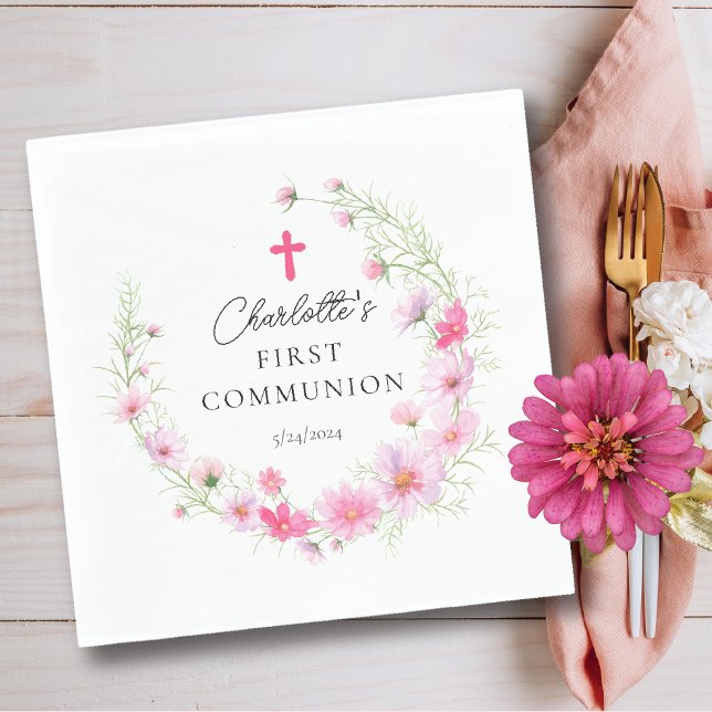 Delicate Petals First Communion Napkins (Creator Uploaded)