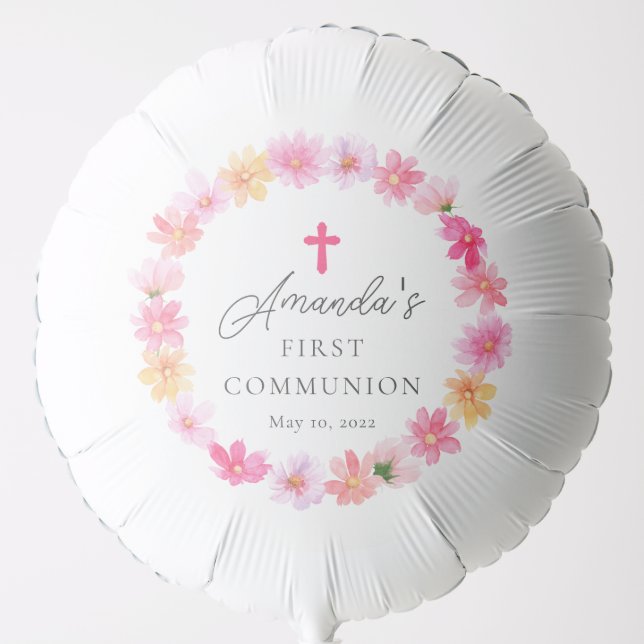Delicate Petals First Holy Communion  Balloon (Front)