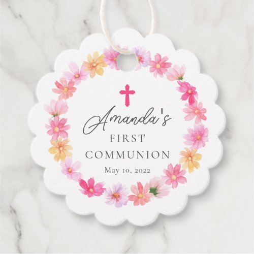 Delicate Petals First Holy Communion  Favor Tags