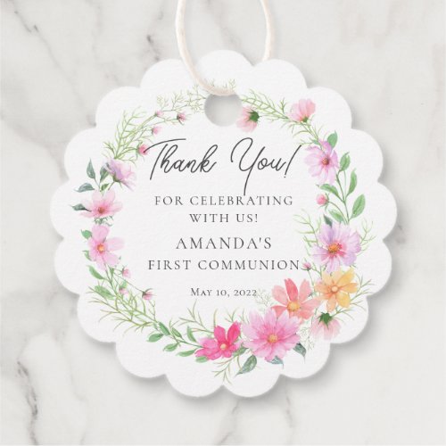 Delicate Petals First Holy Communion  Favor Tags
