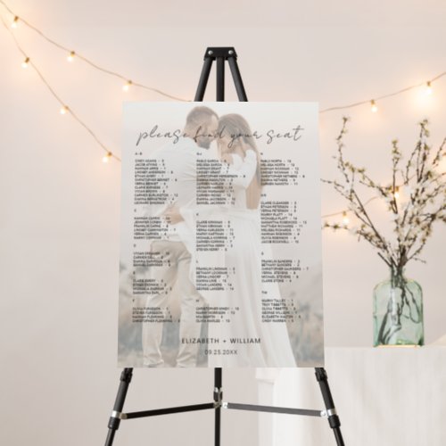 Delicate Photo Wedding Alphabetic Seating Chart Foam Board