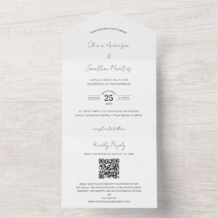 Delicate Photo Wedding QR Code RSVP All In One Invitation