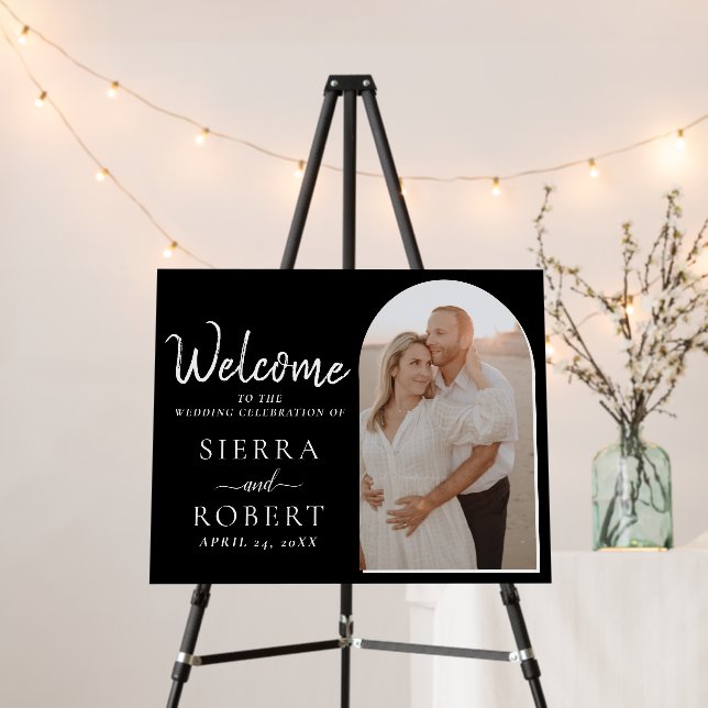 Delicate Photo Wedding Welcome Sign Foam Board (In Situ (Stand))