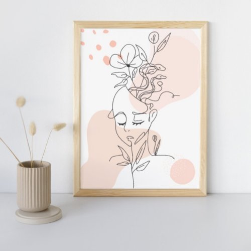 Delicate Pink Abstract And Floral Feminine Facial Poster