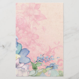 Delicate Pink and Blue Floral Wildflowers Stationery