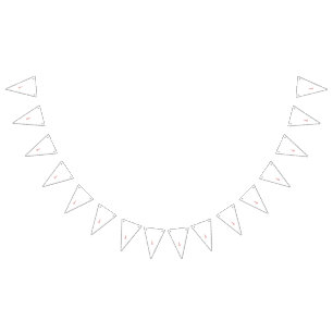 Delicate pink and brown flowers adorn a clean whit bunting flags