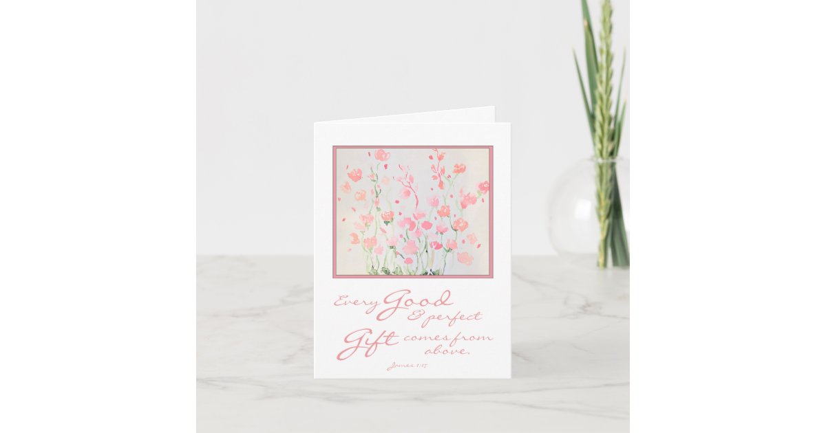 Delicate Pink and Green Watercolor Flowers Thanks Thank You Card | Zazzle
