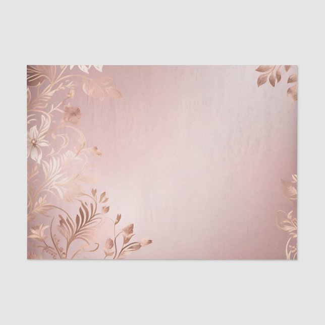 Delicate Pink and Rose Gold Floral Tissue Paper (Front)