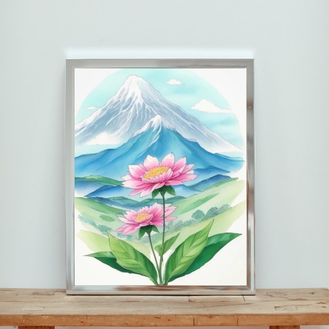 Delicate Pink Blooms Embracing the Mountain Vista Photo Print (Creator Uploaded)