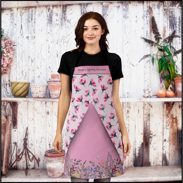 Delicate Pink Blossom Garden Apron (Delicate Pink Blossom Garden Apron)