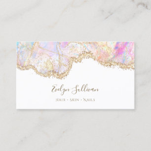 delicate pink blue opal business card
