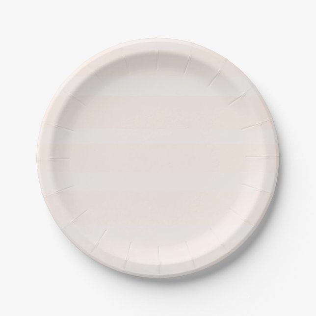 Delicate Pink Blush & White Modern Chic Stripes Paper Plates (Front)