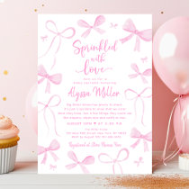 Delicate Pink Bows Girl Baby Sprinkle Invitation