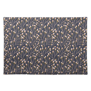 Delicate Pink Buds on Brown Branches Cloth Placemat