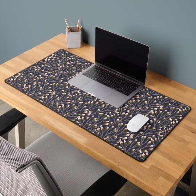 Delicate Pink Buds on Brown Branches Desk Mat (Office 2)