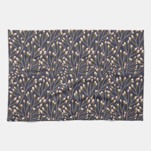 Delicate Pink Buds on Brown Branches Kitchen Towel