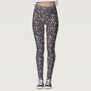 Delicate Pink Buds on Brown Branches Leggings
