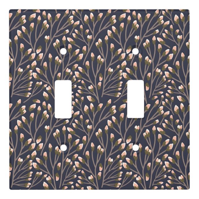 Delicate Pink Buds on Brown Branches Light Switch Cover (Front)