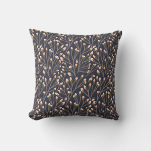 Delicate Pink Buds on Brown Branches Throw Pillow