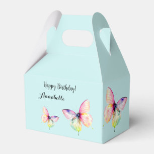 Delicate Pink Butterfly in Pastel Rainbow Colors Favor Boxes