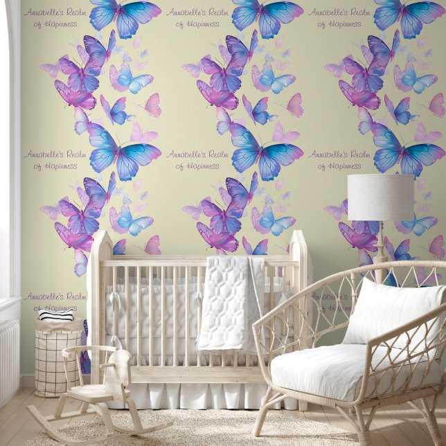 Delicate Pink Butterfly in Pastel Rainbow Colors  Wallpaper (Kids)