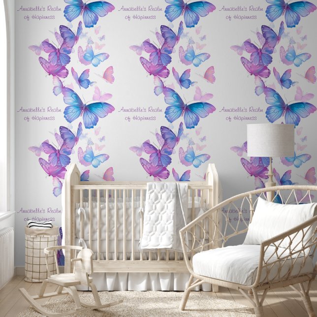 Delicate Pink Butterfly in Pastel Rainbow Colors  Wallpaper (Kids)