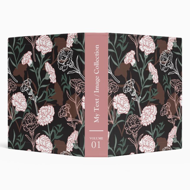  Delicate Pink Carnations with Green Leaves Floral 3 Ring Binder (Background)