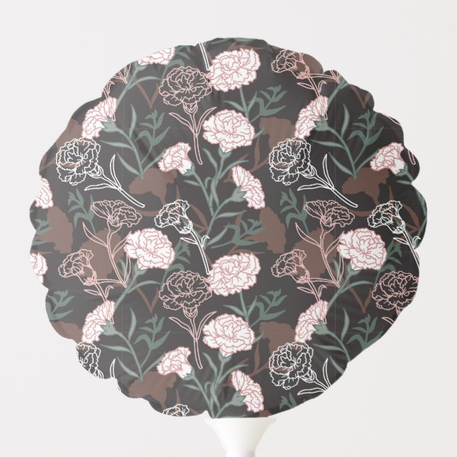  Delicate Pink Carnations with Green Leaves Floral Balloon (Front)
