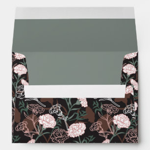 Delicate Pink Carnations with Green Leaves Floral Envelope