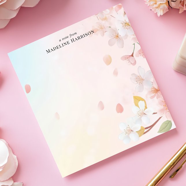 Delicate Pink Cherry Blossom Personalized Name Notepad (Creator Uploaded)