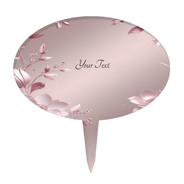 Delicate Pink Floral Cake Topper (Front)