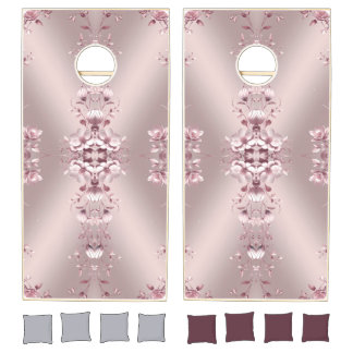Delicate Pink Floral Cornhole Set