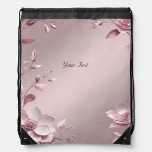 Delicate Pink Floral Drawstring Backpack