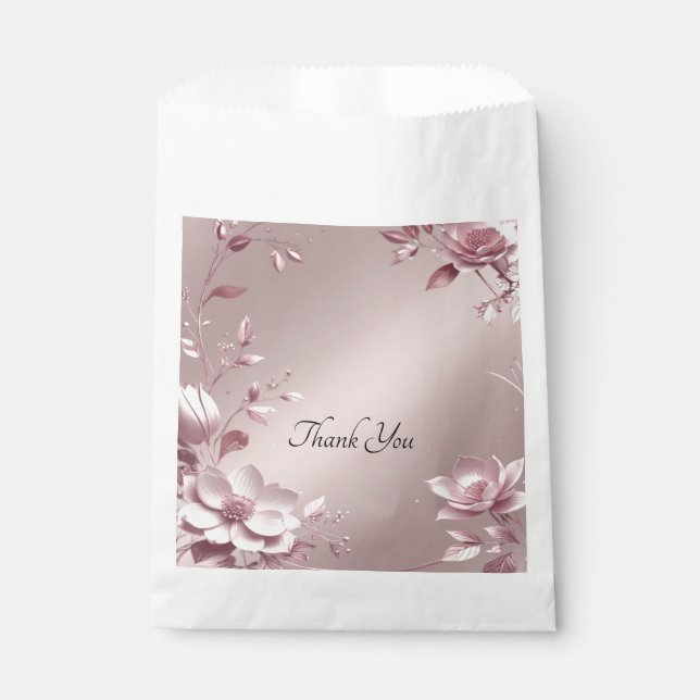 Delicate Pink Floral Favor Bag (Front)