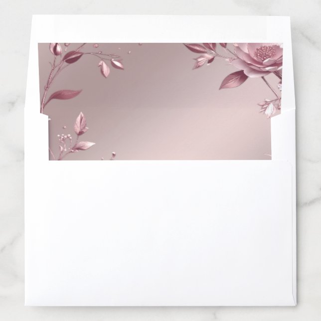 Delicate Pink Floral Frame Envelope Liner (In Envelope)