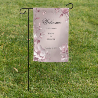 Delicate Pink Floral Frame Garden Flag