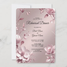 Delicate Pink Floral Frame Rehearsal Dinner