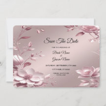 Delicate Pink Floral Frame Save The Date