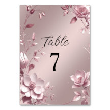 Delicate Pink Floral Frame Table Number