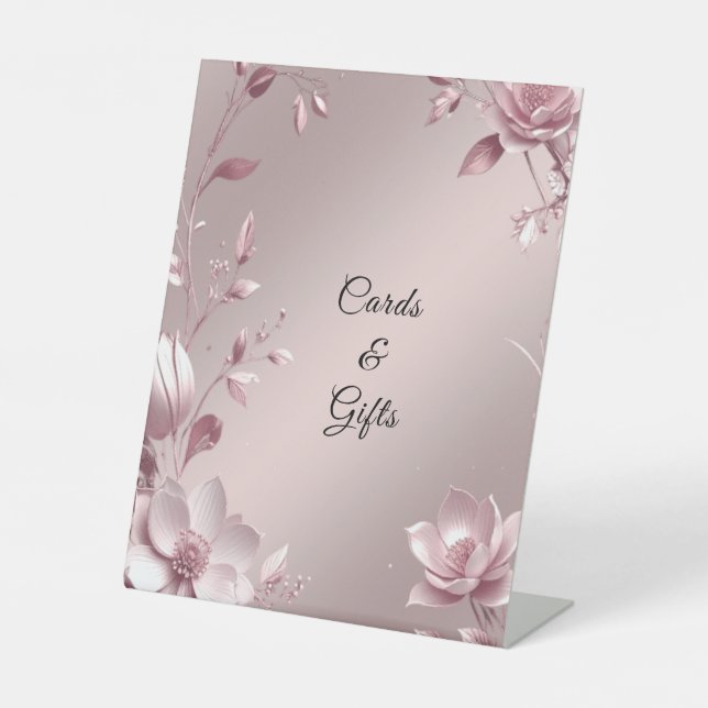Delicate Pink Floral Frame Tabletop Signs (Front)