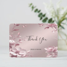 Delicate Pink Floral Frame Thank You Card