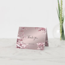 Delicate Pink Floral Frame Thank You Card