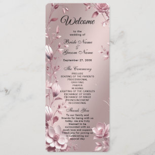 Delicate Pink Floral Frame Wedding Program