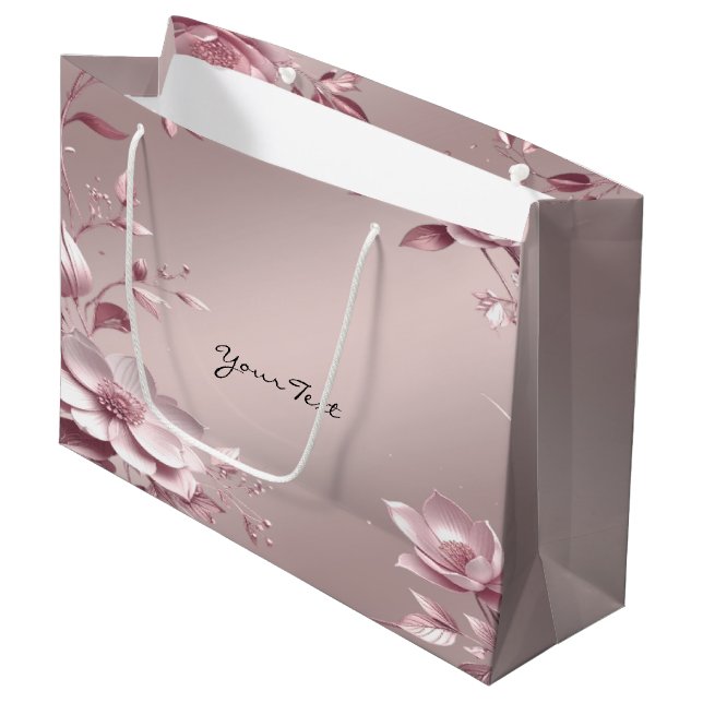 Delicate Pink Floral Gift Bag (Front Angled)