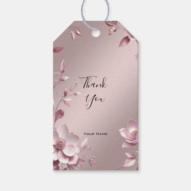 Delicate Pink Floral Gift Tag (Front)
