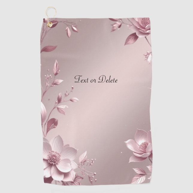 Delicate Pink Floral Golf Towel (Front)
