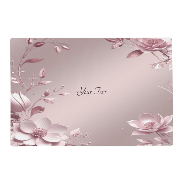 Delicate Pink Floral Laminated Placemat (Front)