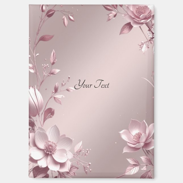 Delicate Pink Floral Magnet (Front)