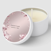 Delicate Pink Floral Mini Candle Favors