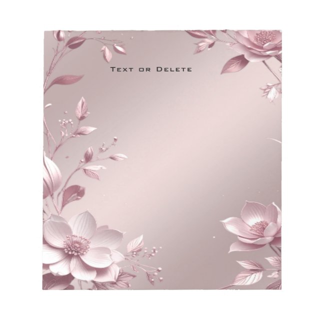 Delicate Pink Floral Notepad (Front)